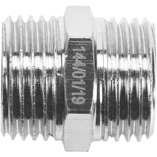CORNAT Doppelnippel, Messing - silberfarben