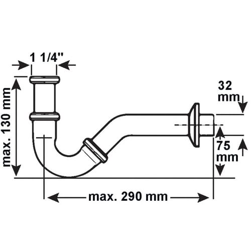CORNAT Röhrensiphon, messing/Metall, 1 1/4" - silberfarben