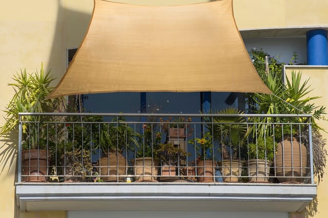 PEDDY SHIELD Balkon-Sonnensegel, rechteckig, 270 x 140 cm - beige