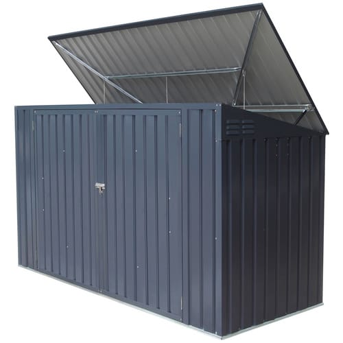Westmann Mülltonnenbox, aus verzinktem Stahl, 235x128x97cm (BxHxT), 720 Liter - grau