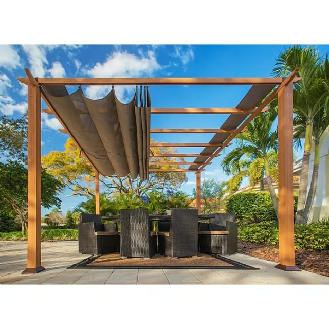 PARAGON OUTDOOR Pergola, flach, quadratisch, BxT: 350 x 350 cm, inkl. Dacheindeckung - braun