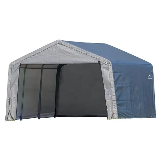 SHELTERLOGIC Folien-Gerätehaus, H (max) x B x T: 260 x 370 x 370 cm - grau