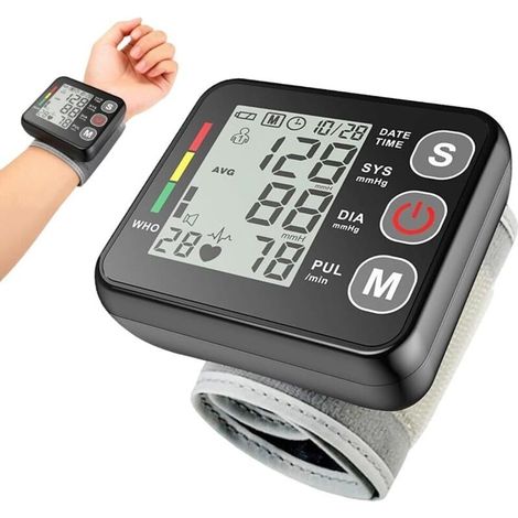 Automatisches Handgelenk-blutdruckmessgerät, Großes Led-display, Arrhythmie-erkennung, 198 Speicherplätze, 13,5–21,5 Cm, Englische Version