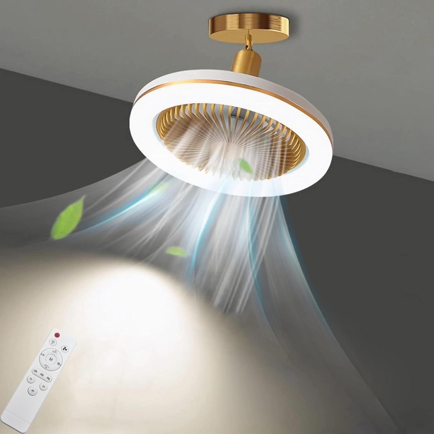 Silencieux Ventilateur Plafond Avec Lumiere,30w Plafonnier Ventilateur Avec Telecommande,douille E27,lustre Ventilateurs De Plafond