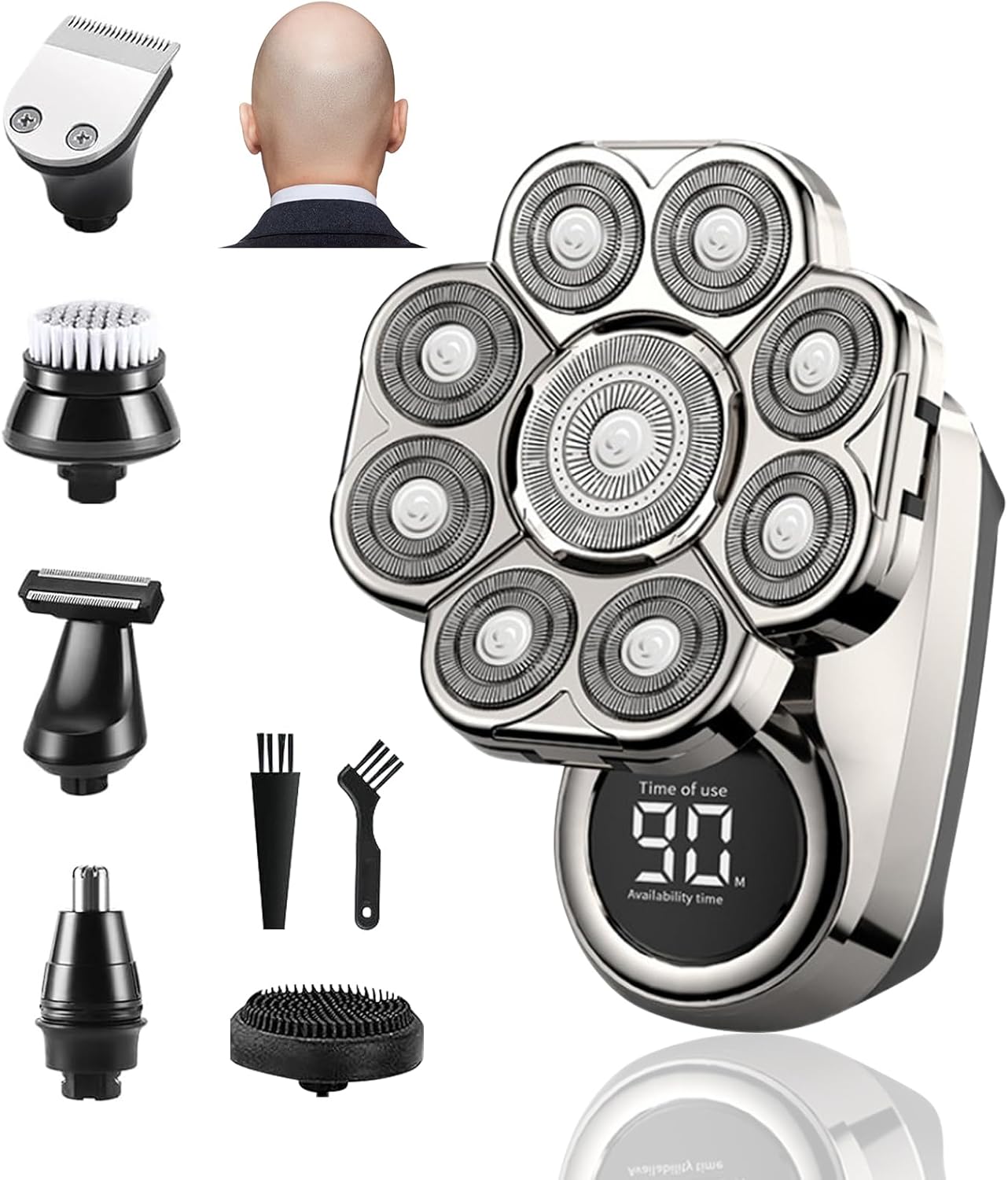 Rasoir Tete Chauve Homme, 9d Rasoir Électrique Homme, 6 In 1 Tondeuse Crane Chauve, Ipx6 Tondeuse Crane Chauve Sec & Humide