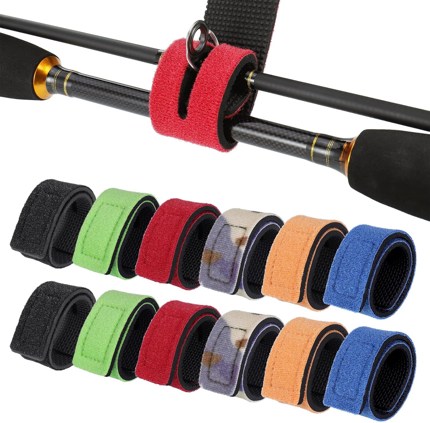 12pcs Sangles Pour Cannes À Pêche, Sangles Ajustables, Sangle De Sécurité Réutilisables Pour Cannes À Pêche (30cm)