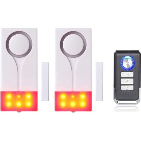 Tür- Und Fensteralarm – Drahtloses Diebstahlsicherungssystem Mit Leistungsstarkem 105 Db-ton Und Hellem Licht (2 Alarme Und 1 Fernbedienung)