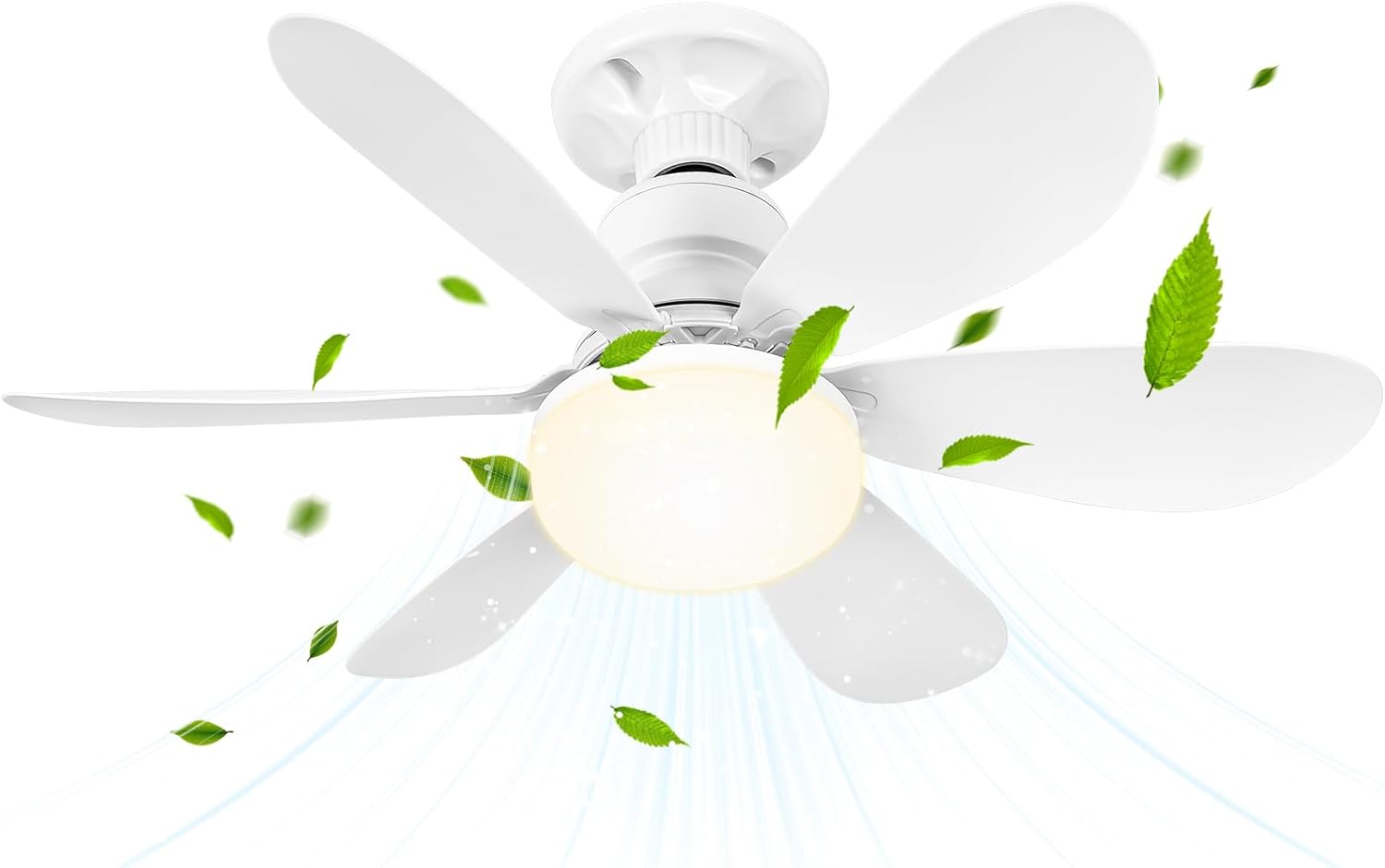Ventilateur De Plafond Avec Lumière Et Telecommande, 52cm 40w Petit Dimmable Ventilateur Led Avec Douille E27