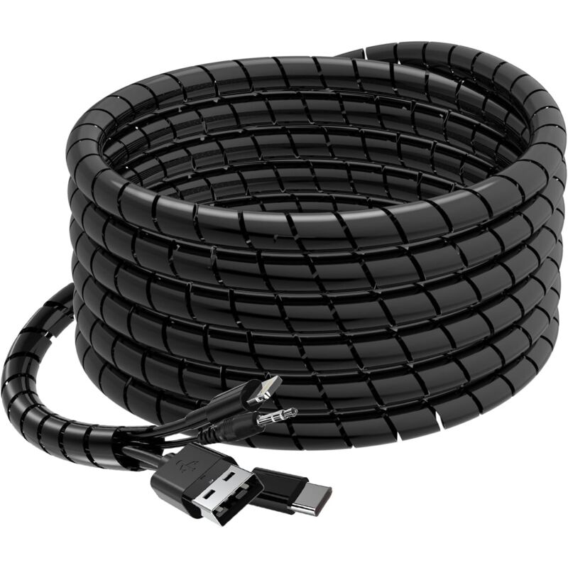 M Flexibles Spiralkabel-management-set, 12–24 Mm Desktop-/computer-kabelmanagement-set Für Tv-/pc-/usb-/antennen-aux-kabel, Schwarz – Heimwerkerbedarf & Werkzeuge