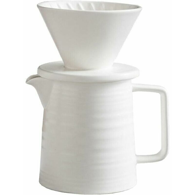 500-ml-kaffeemaschinen-set, Premium-v60-keramikfilter Und Filterkanne, Heimfilter-kaffeemaschine Für 1-2 Tassen (weiß)