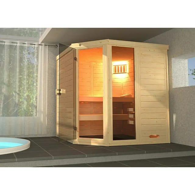 WEKA Sauna »Laukkala 2«, ohne Ofen, 192 x 200 x 144 cm, mit Fenster - braun