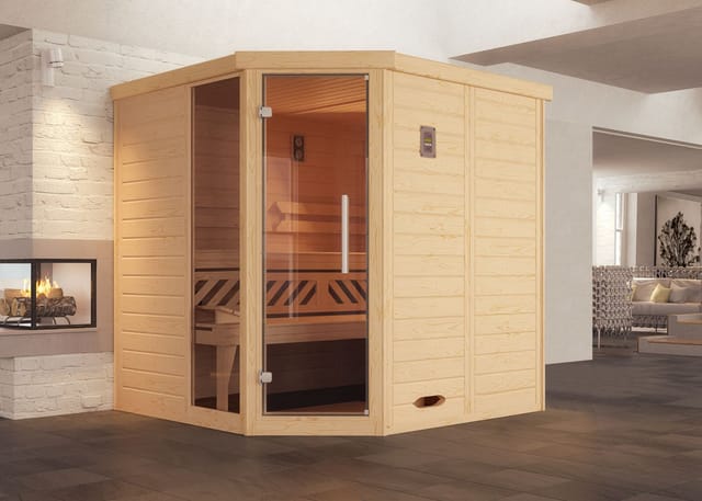 WEKA Ecksauna »Kemi Eck 1«, ohne Ofen, BxHxT: 195 x 200 x 195 cm - beige