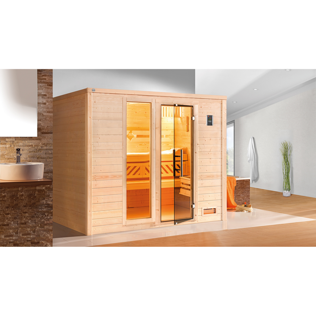 WEKA Sauna »Bergen 3«, ohne Ofen, BxHxT: 248 x 203,5 x 198 cm - beige