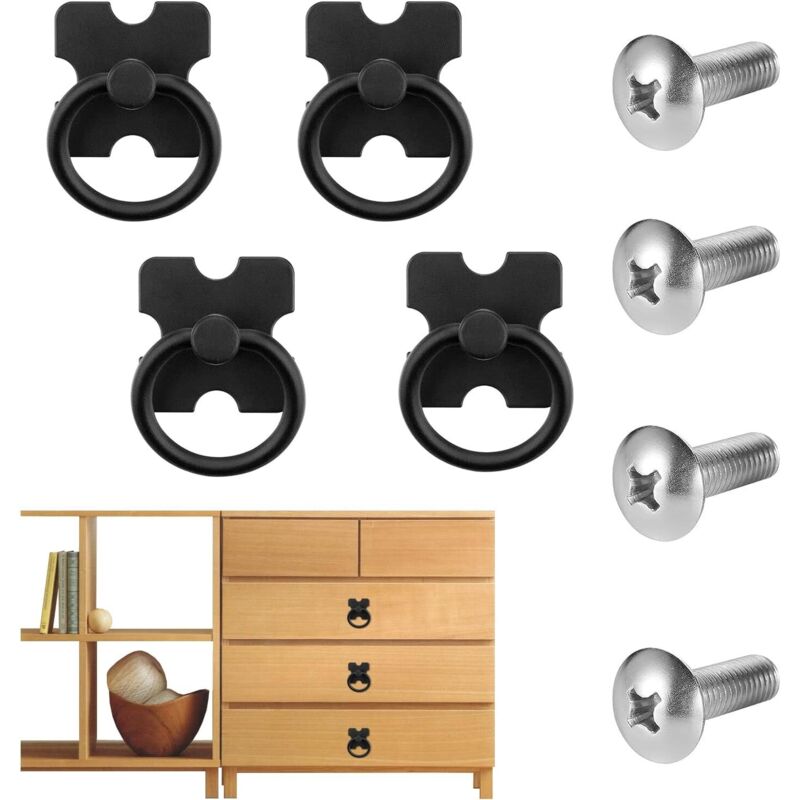Set Mit 4 Schubladengriffen Und Griffring – Klassische Vintage-schubladenknöpfe Mit Schwarzen Schubladengriffen Für Schränke