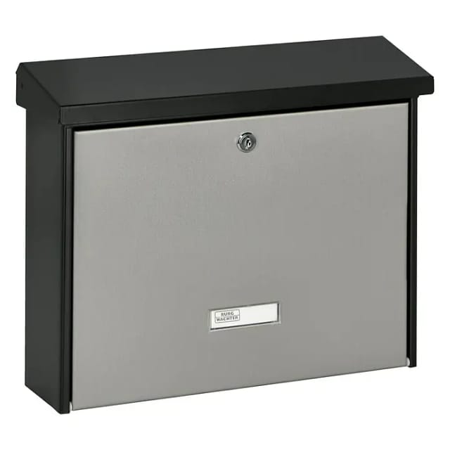 BURG WÄCHTER Briefkasten »London«, Kunststoff/Edelstahl, schwarz/edelstahlfarben - silberfarben