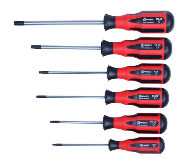CONNEX Schraubendrehersatz, Stahl, T, 6-tlg., 475g - rot