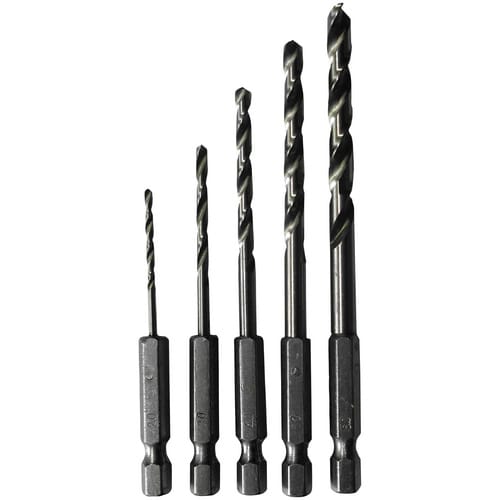 CONNEX Spiralbohrer-Set, 1/4"-Sechskant, Ø 2/3/4/5/6 mm, 5 - silberfarben