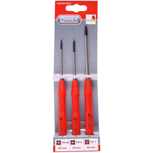 CONNEX Schraubendrehersatz, Stahl, PH, 3-tlg., 50g - rot