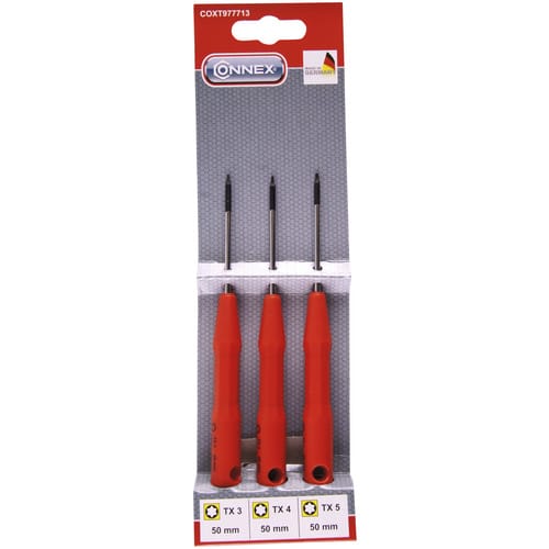 CONNEX Feinmechanikerschraubendreher-Set, Metall, 3-tlg., 40g - rot