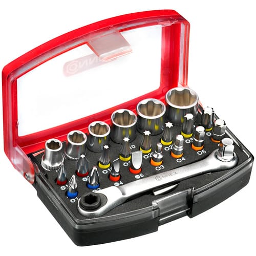 CONNEX Bit- und Steckschlüsselsatz, 1/4"-Universal-Magnethalter - silberfarben