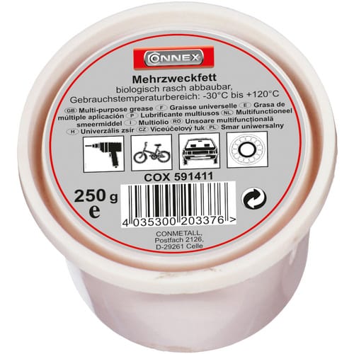CONNEX Mehrzweckfett, 0,25 kg, für Gleitflächen, mechanische Gelenke, Zweitaktmotoren
