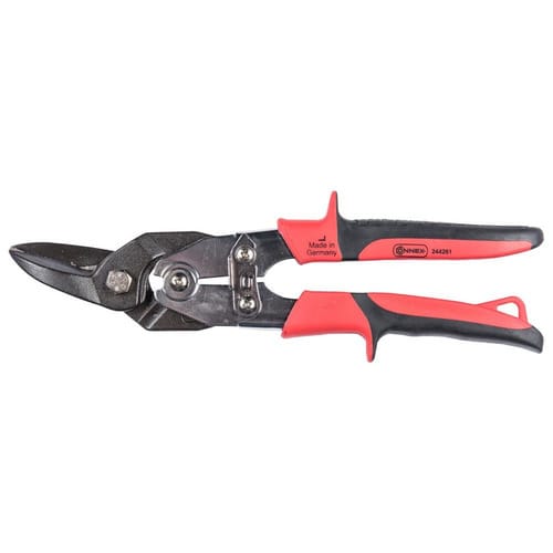 CONNEX Hebelblechschere, linksschneidend, schwarz/rot, Metall/Kunststoff