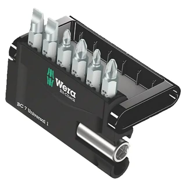 WERA Bitset, PH, PZ, Silber, 6 Bits, 25 mm lang, 1/4"-Sechskant Antrieb - silberfarben