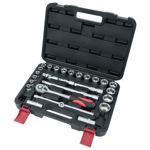 CONNEX Steckschlüsselsatz, 26-teilig, Schlüsselgröße: 10 – 24; 27; 30; 32 mm - schwarz