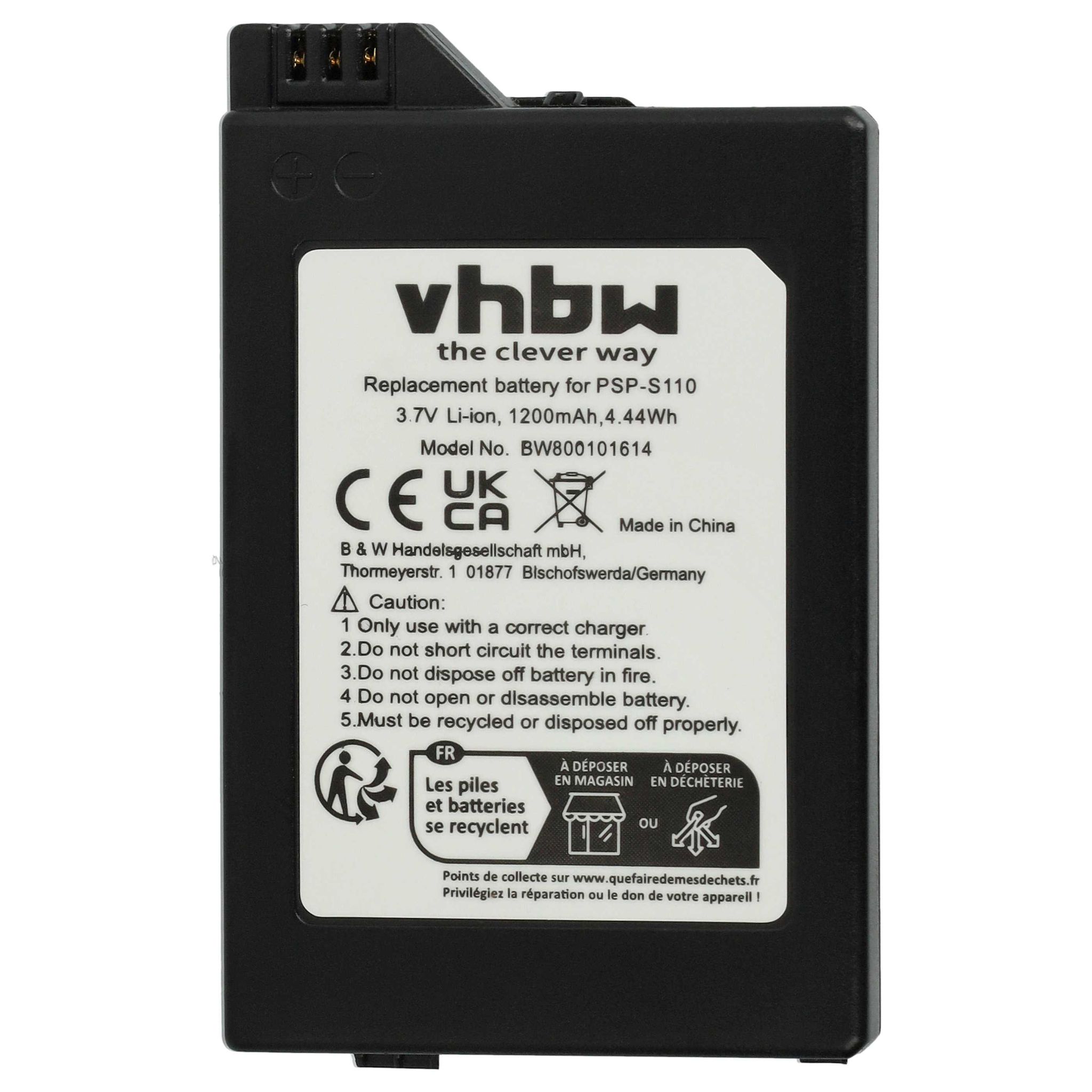 Vhbw - Akku Kompatibel Mit Sony Playstation Portable 2. Generation Slim & Lite Psp-2001, Psp-2002, Psp-3001, Psp-3002 (1200mah, 3,7v, Li-ion)