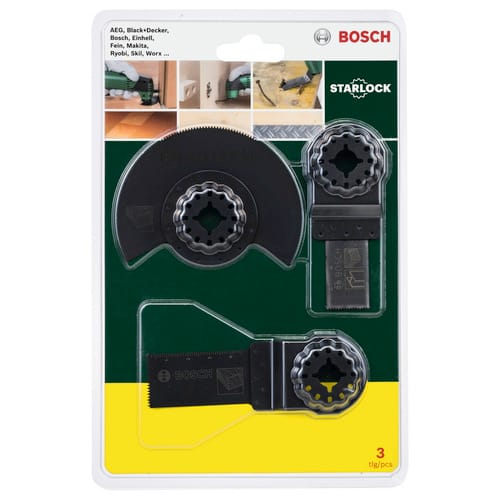 BOSCH Starlock Starter-Set Holz, 3-teilig, für Multifunktionsgeräte