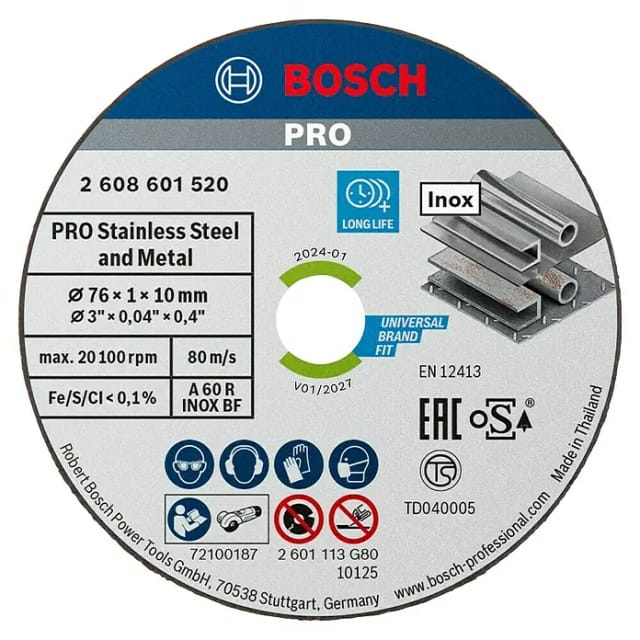 BOSCH Expert for Inox 5-tlg. x 76 x 1 x 10-mm-Trennscheibe - bunt