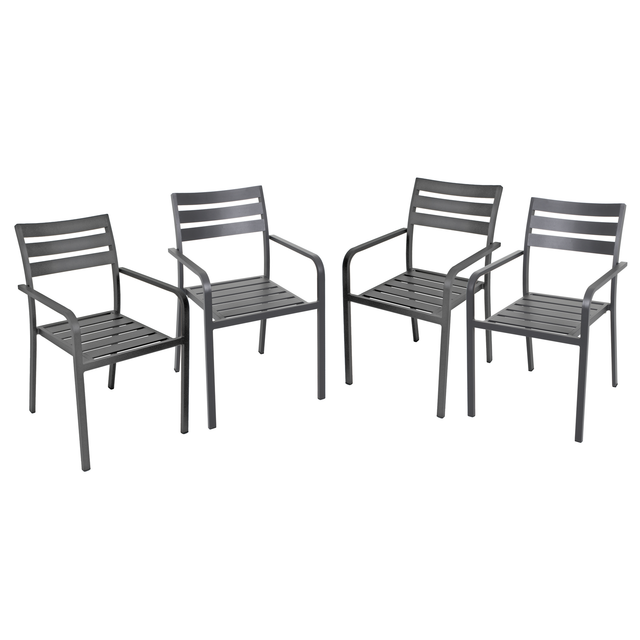 GARDEN PLEASURE Stapelstuhl »Treviso«, 4er Set, BxTxH: 55 x 63 x 88 cm, Aluminium - grau