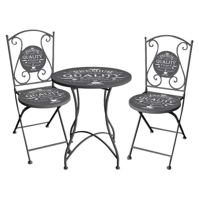 GARDEN PLEASURE Balkonmöbelset, Metall, 3-teilig - schwarz