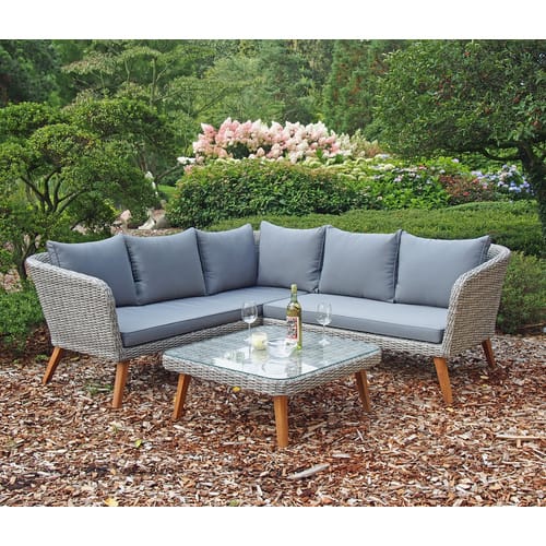 GARDEN PLEASURE Gartenmöbelset, 5 Sitzplätze, Aluminium/Kunststoff/Akazienholz - grau