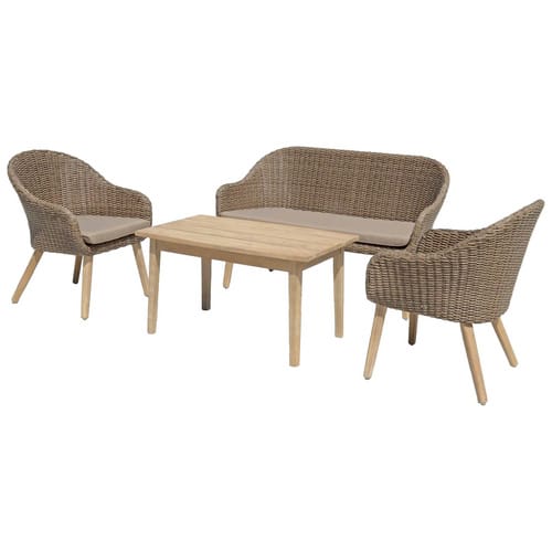 GARDEN PLEASURE Loungemöbel-Gruppe, 4 Sitzplätze, Akazienholz/Aluminium/Kunststoff - braun