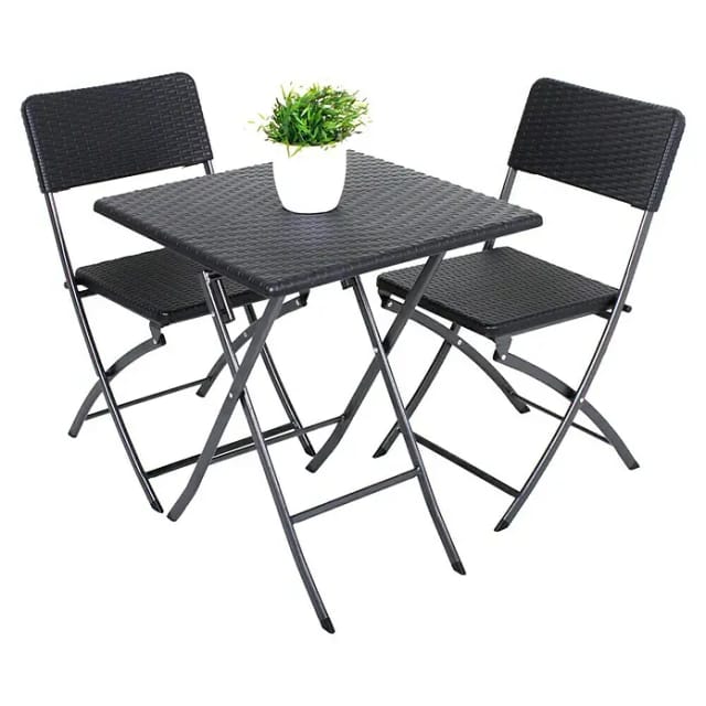 GARDEN PLEASURE Gartenmöbelset, Kunststoff, 3-teilig - schwarz