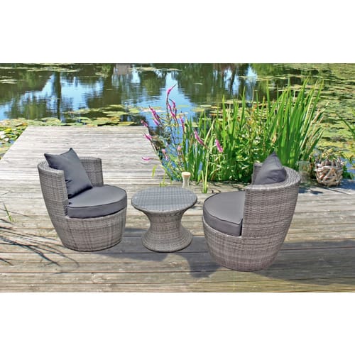 GARDEN PLEASURE Club-Set, Kunststoff, 3-teilig - grau
