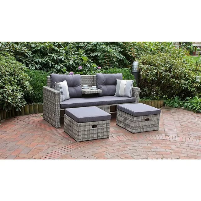 GARDEN PLEASURE Loungesofa, Kunststoff, 3-teilig - grau