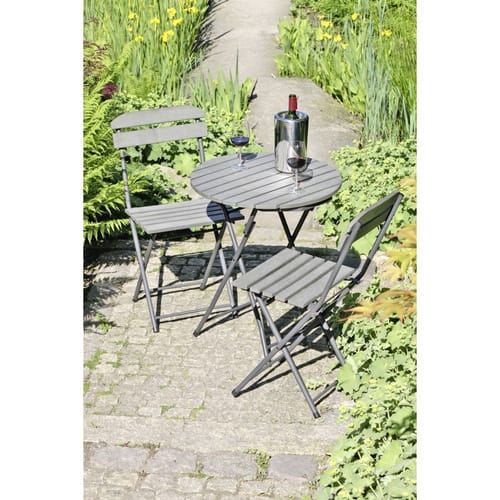 GARDEN PLEASURE Balkonmöbelset, Metall, 3-teilig - grau