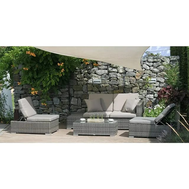 GARDEN PLEASURE Sitzgruppe, Kunststoffgeflecht/ Aluminium - grau