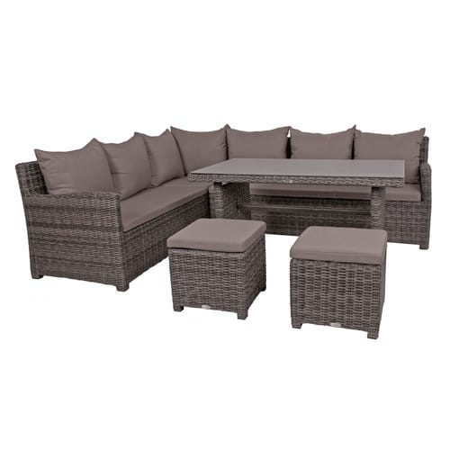 GARDEN PLEASURE Eckloungeset »Oviedo«, 8 Sitzplätze, Aluminium/Kunststoff/Polyester, inkl. Auflagen - grau