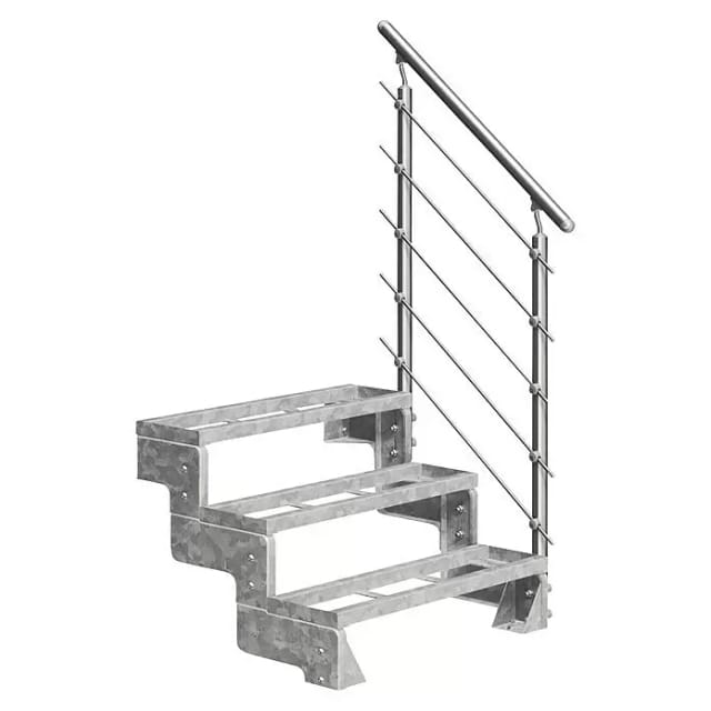 DOLLE Außentreppe »Gardentop«, 3 Einlegestufen, silber, 54 cm Geschosshöhe - silberfarben