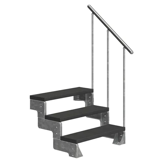 DOLLE Außentreppe »Gardentop«, 3 Vollstufen, anthrazit, 54 cm Geschosshöhe - grau