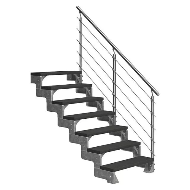 DOLLE Außentreppe »Gardentop«, 7 Vollstufen, anthrazit, 126 cm Geschosshöhe - grau