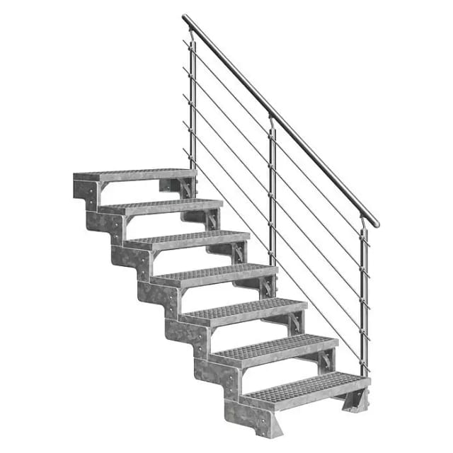 DOLLE Außentreppe »Gardentop«, 7 Gitterroststufen, silber, 126 cm Geschosshöhe - silberfarben