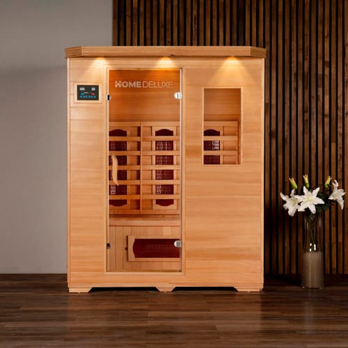 HOME DELUXE Infrarotkabine, für 3 Personen, Fronteinstieg, Keramikstrahler - beige