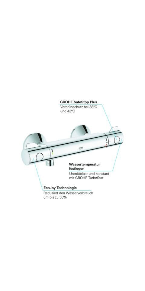 GROHE Thermostat-Brausebatterie »Grohtherm 800«, chromfarben - silberfarben