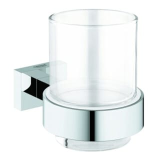 GROHE Glas »Essentials Cube«, Metall/Glas, chromfarben - silberfarben