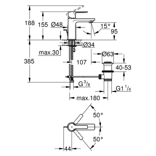 GROHE Einhand-Waschtischbatterie »Lineare«, chromfarben, Anschluss: Flex-Schläuche - silberfarben