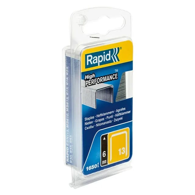RAPID Tackerklammern, 6 mm, Heftklammer Typ 13, 1600 St., in Blisterverpackung - silberfarben